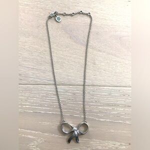 Y2K Juicy Couture Silver Tone Bow Necklace